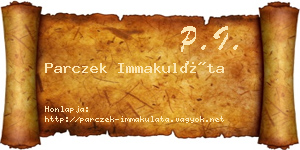 Parczek Immakuláta névjegykártya